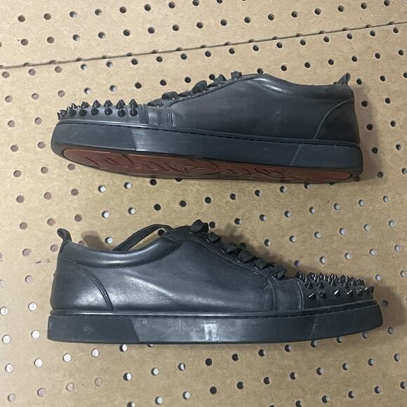 Christian Louboutin Shoes Mens Size 10 Black Red Bottoms Louis Junior Spikes